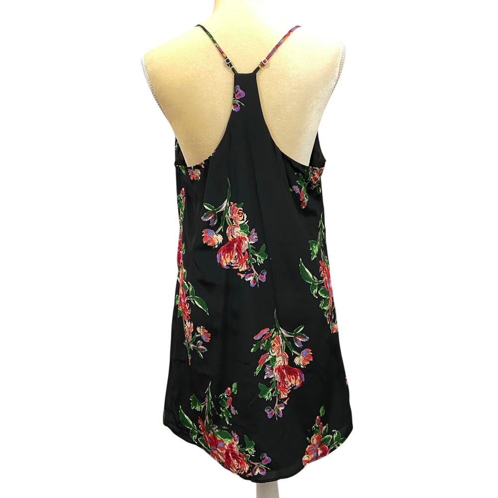 Nwt Lavender Brown Black Floral 100% Silk Racerback Short Dress Size Medium - Picture 2 of 11
